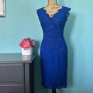 Beautiful Lace Blue Tadashi Shoji Sheath Dress